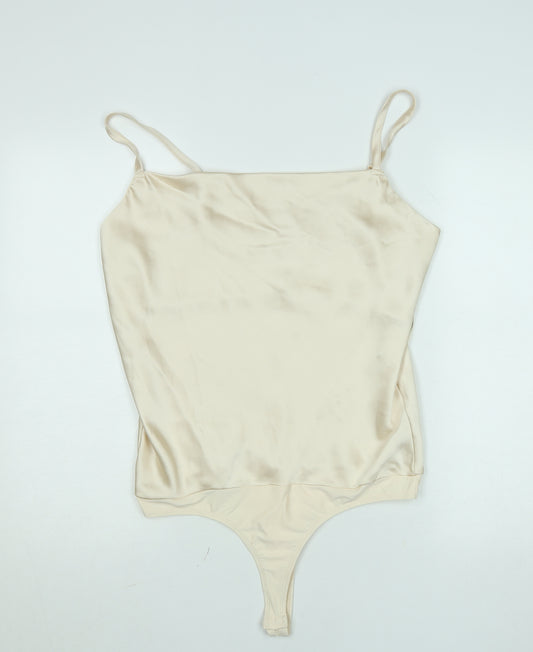 Gallery Women Ivory Satin Bodysuit Size 12 Adjustable Straps
