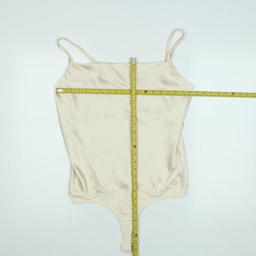 Gallery Women Ivory Satin Bodysuit Size 12 Adjustable Straps