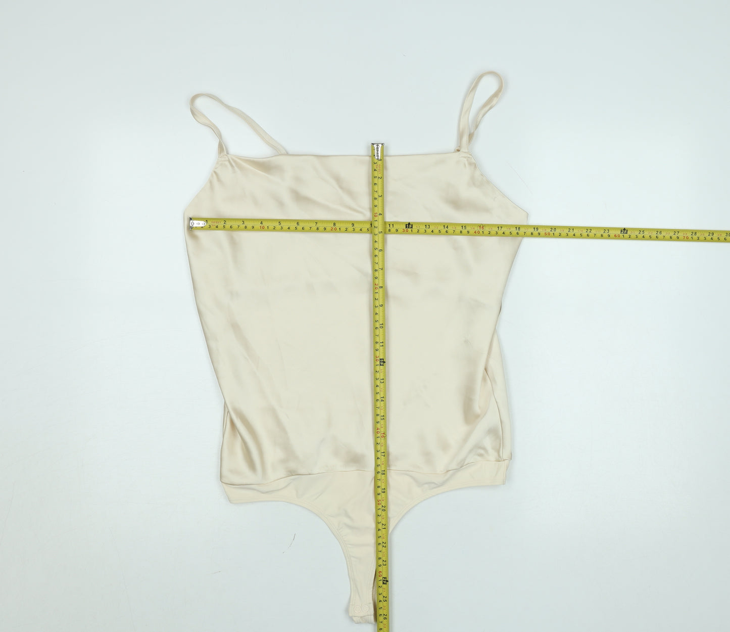 Gallery Women Ivory Satin Bodysuit Size 12 Adjustable Straps