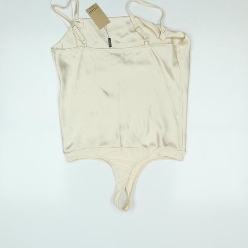 Gallery Women Ivory Satin Bodysuit Size 12 Adjustable Straps