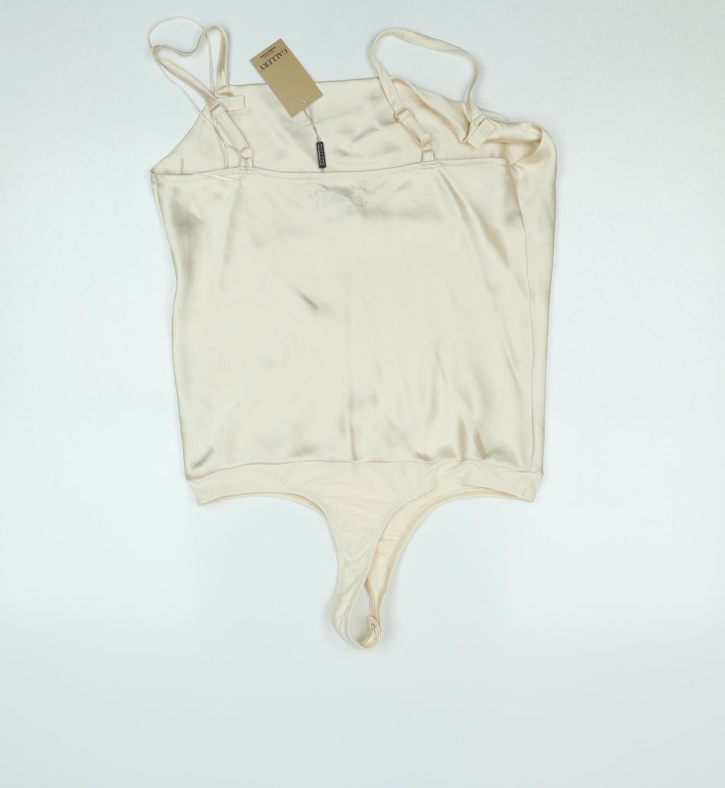Gallery Women Ivory Satin Bodysuit Size 12 Adjustable Straps