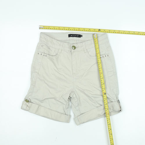 Micha Womens Beige Chino Shorts Size 10 Stretch Cotton Twill