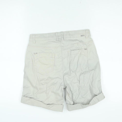 Micha Womens Beige Chino Shorts Size 10 Stretch Cotton Twill