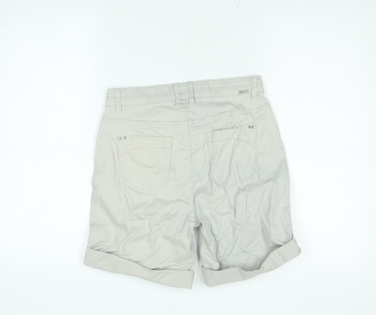 Micha Womens Beige Chino Shorts Size 10 Stretch Cotton Twill