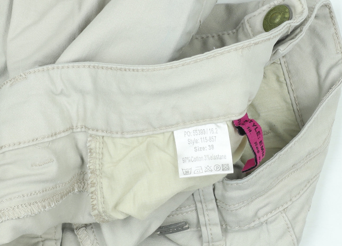Micha Womens Beige Chino Shorts Size 10 Stretch Cotton Twill