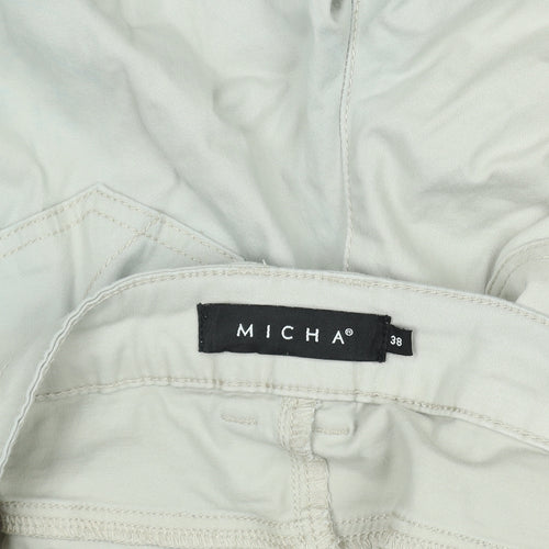 Micha Womens Beige Chino Shorts Size 10 Stretch Cotton Twill