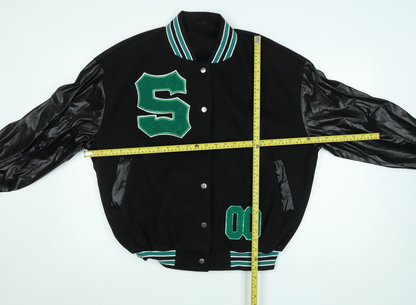 SHEIN Womens Black Varsity Jacket Size 10 Embroidered S College Style