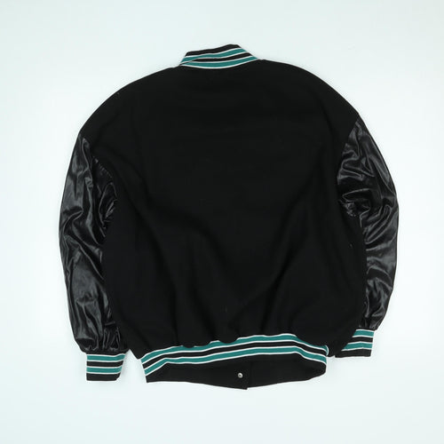 SHEIN Womens Black Varsity Jacket Size 10 Embroidered S College Style