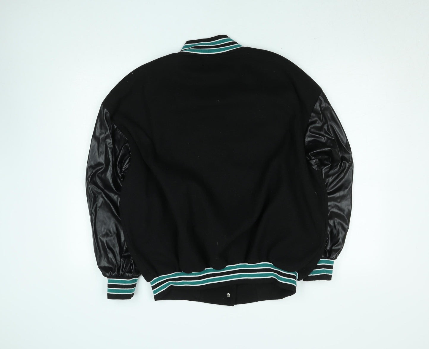 SHEIN Womens Black Varsity Jacket Size 10 Embroidered S College Style
