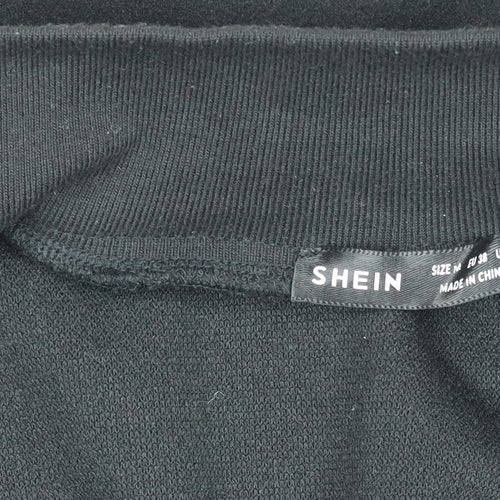 SHEIN Womens Black Varsity Jacket Size 10 Embroidered S College Style