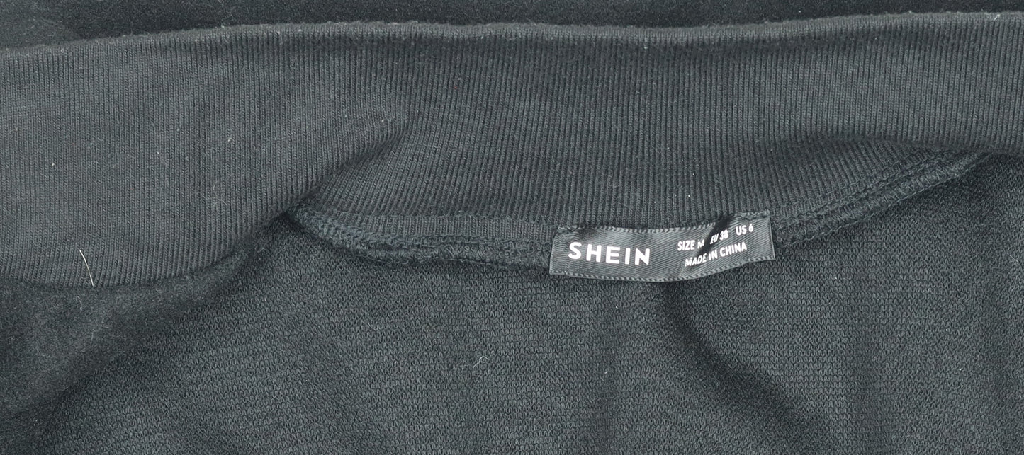 SHEIN Womens Black Varsity Jacket Size 10 Embroidered S College Style