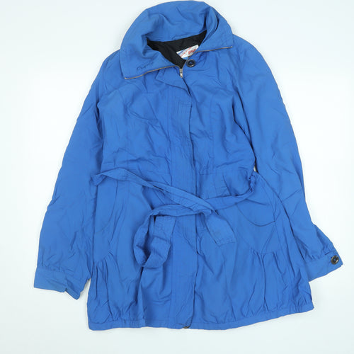 Purr Women's Blue Mid-Length Belted Rain Coat Size L