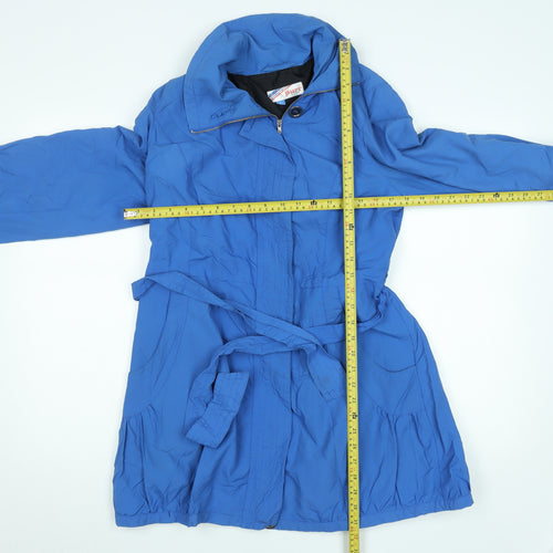 Purr Women's Blue Mid-Length Belted Rain Coat Size L