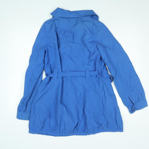 Purr Women's Blue Mid-Length Belted Rain Coat Size L