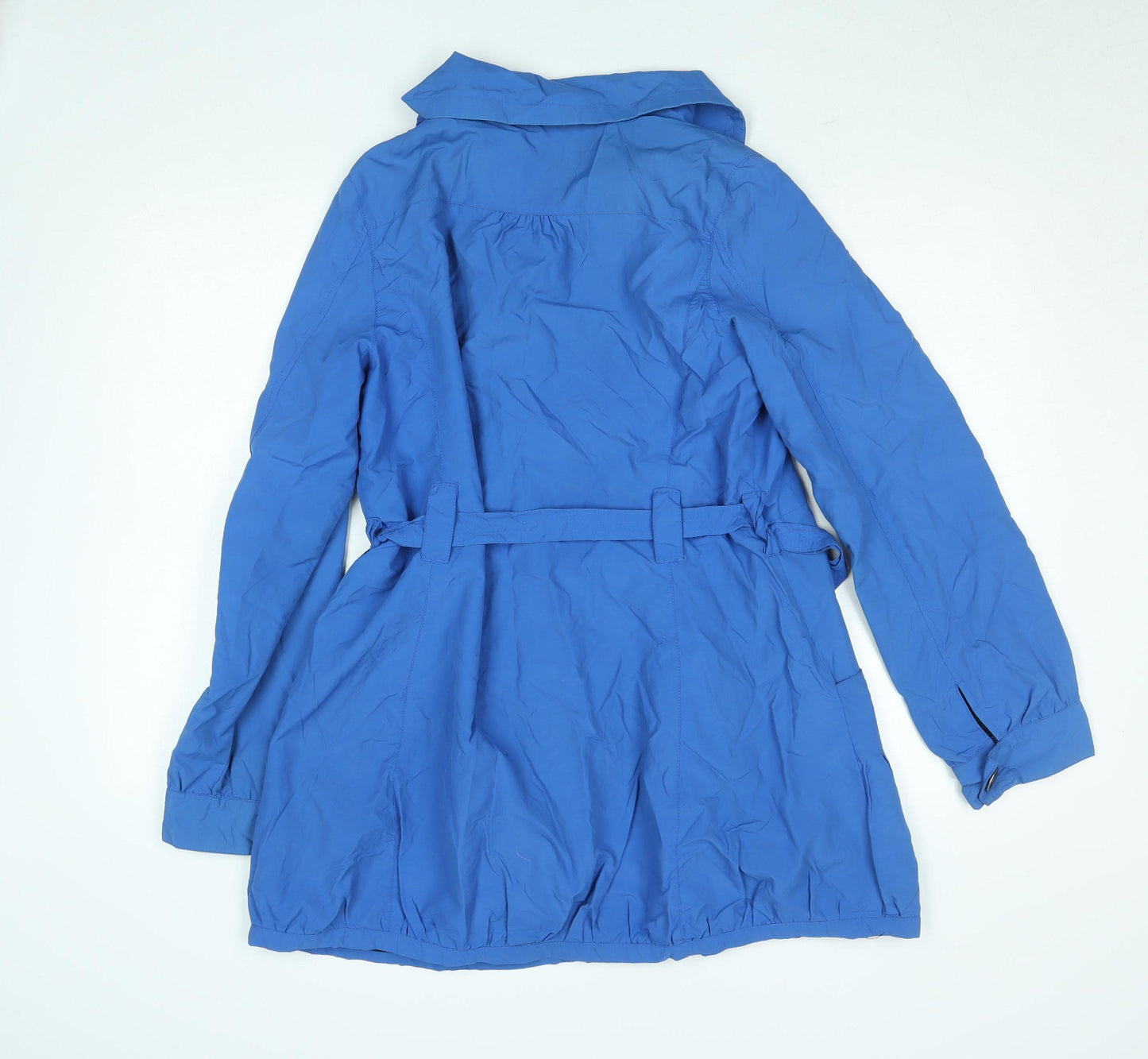 Purr Women's Blue Mid-Length Belted Rain Coat Size L