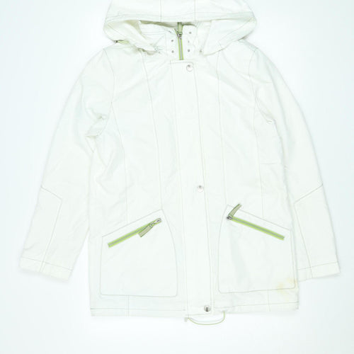 Summer Edition Womens White Hooded Mid-Length Lightweight Jacket Size 10