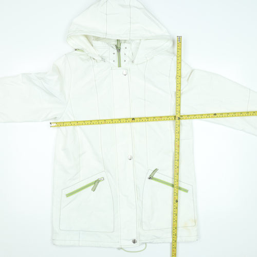 Summer Edition Womens White Hooded Mid-Length Lightweight Jacket Size 10