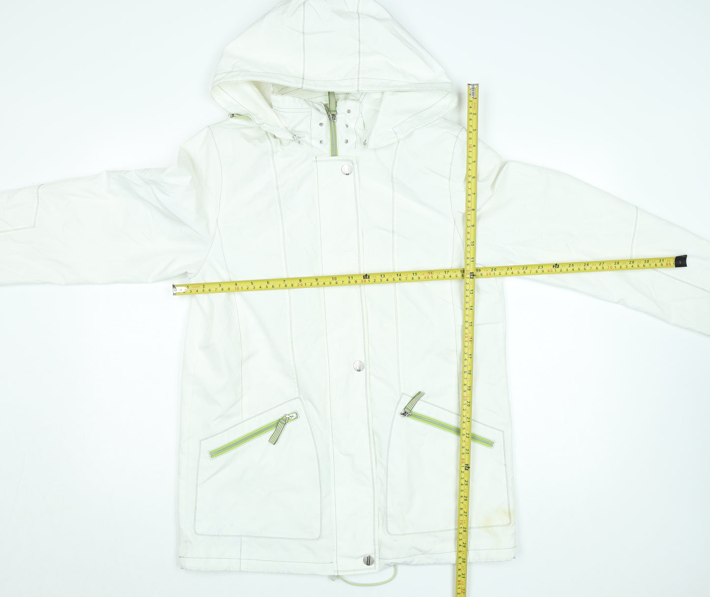 Summer Edition Womens White Hooded Mid-Length Lightweight Jacket Size 10