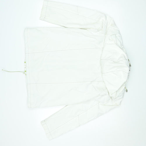 Summer Edition Womens White Hooded Mid-Length Lightweight Jacket Size 10