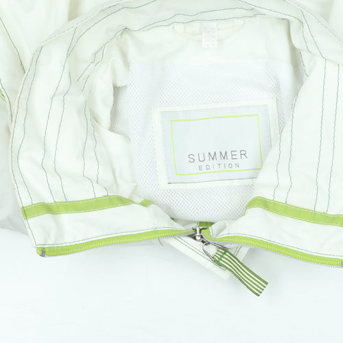 Summer Edition Womens White Hooded Mid-Length Lightweight Jacket Size 10