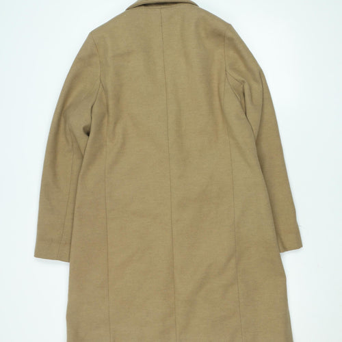 New Look Women's Beige Wool Blend Long Overcoat Size 10
