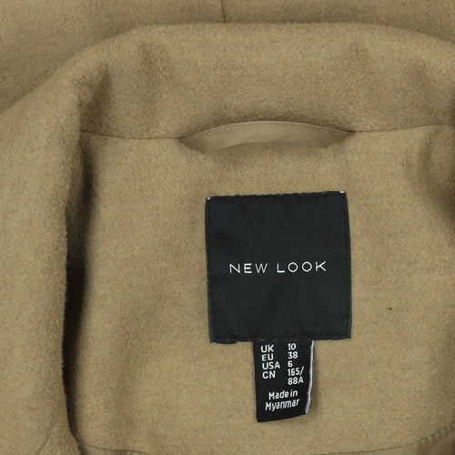 New Look Women's Beige Wool Blend Long Overcoat Size 10