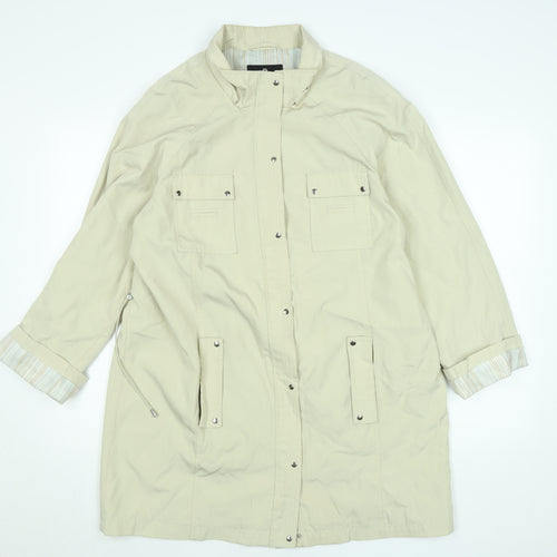 Drizzle Women Beige Long Rain Coat Size 14 Lightweight Classic Style