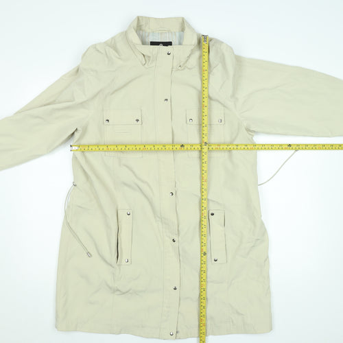 Drizzle Women Beige Long Rain Coat Size 14 Lightweight Classic Style