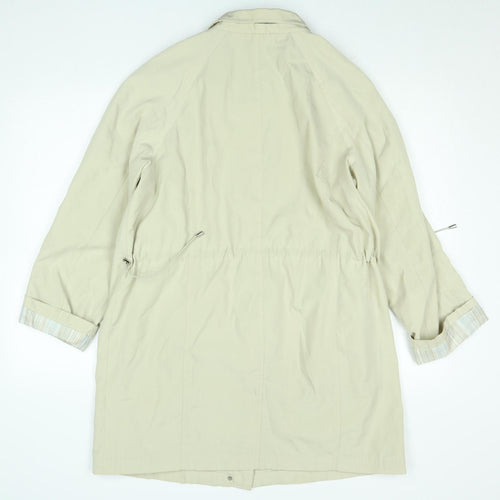 Drizzle Women Beige Long Rain Coat Size 14 Lightweight Classic Style