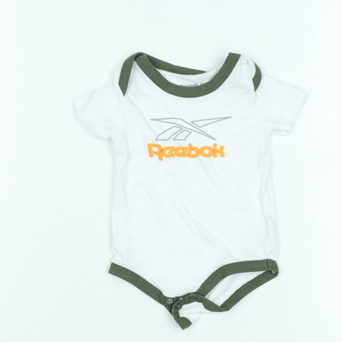 Reebok Unisex Baby White 0-3 Months Babygrow with Logo Design