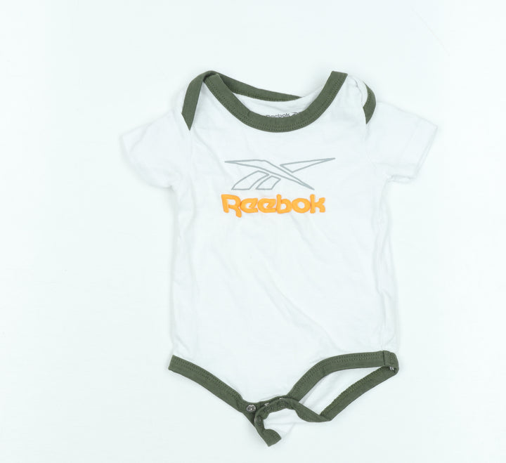 Reebok Unisex Baby White 0-3 Months Babygrow with Logo Design