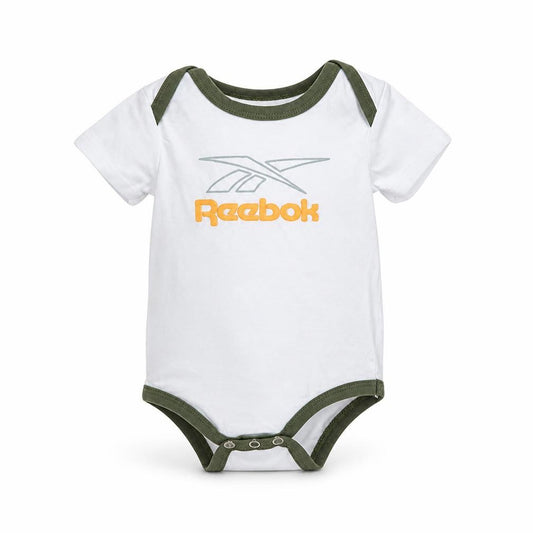 Reebok Unisex Baby White 0-3 Months Babygrow with Logo Design