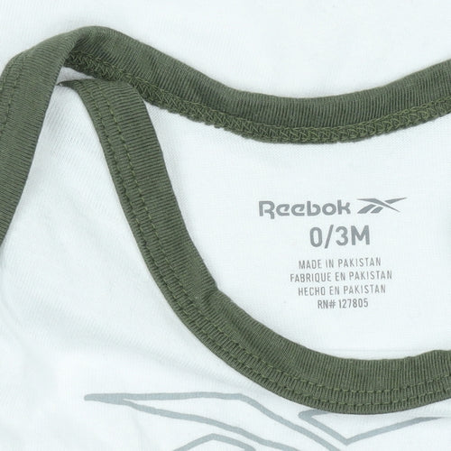 Reebok Unisex Baby White 0-3 Months Babygrow with Logo Design