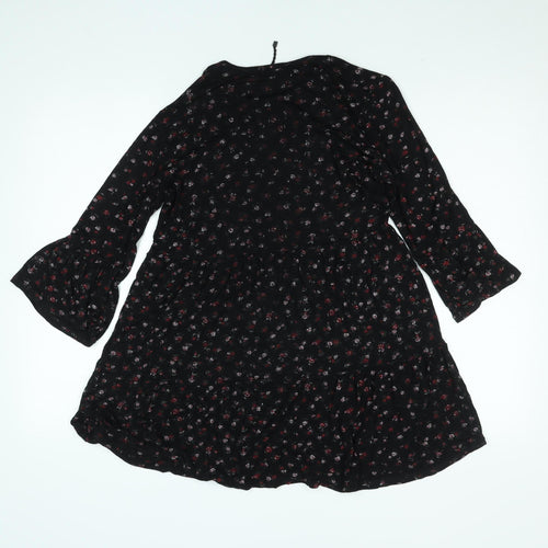 I Saw It First Women's Black Floral A-Line Knee Length Dress Size 14