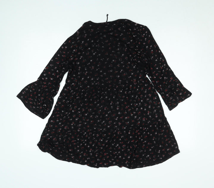 I Saw It First Women's Black Floral A-Line Knee Length Dress Size 14
