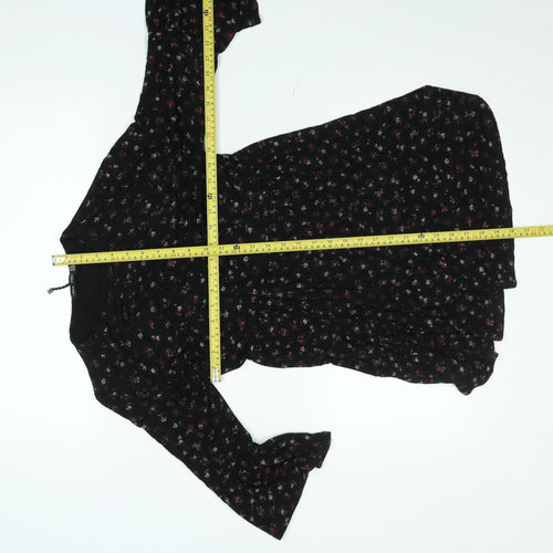 I Saw It First Women's Black Floral A-Line Knee Length Dress Size 14