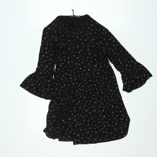 I Saw It First Women's Black Floral A-Line Knee Length Dress Size 14
