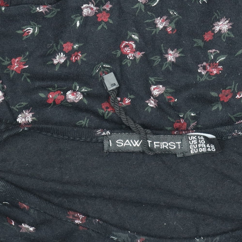 I Saw It First Women's Black Floral A-Line Knee Length Dress Size 14
