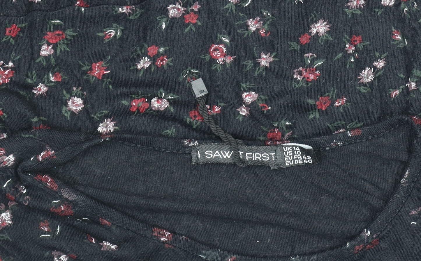 I Saw It First Women's Black Floral A-Line Knee Length Dress Size 14