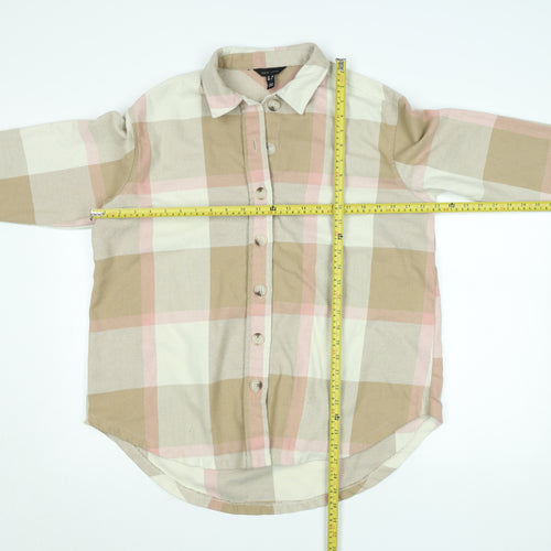 New Look Womens Beige Check Button-Up Shirt Size 12