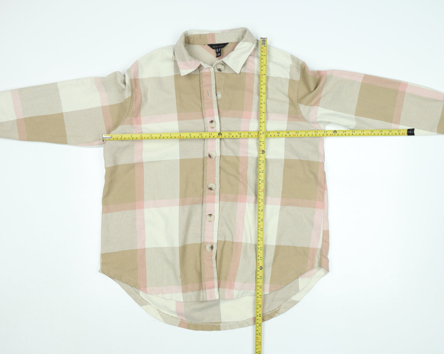New Look Womens Beige Check Button-Up Shirt Size 12
