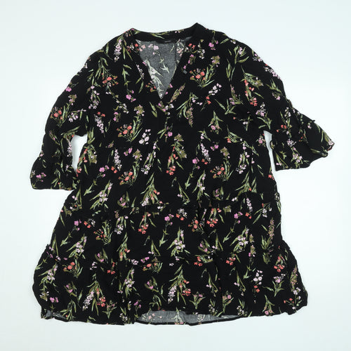 Vero Moda Women’s Black Floral A-Line Knee Length Dress L