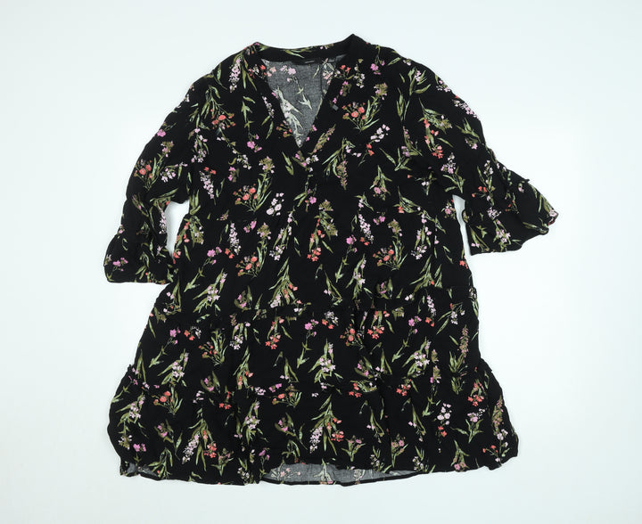 Vero Moda Women’s Black Floral A-Line Knee Length Dress L