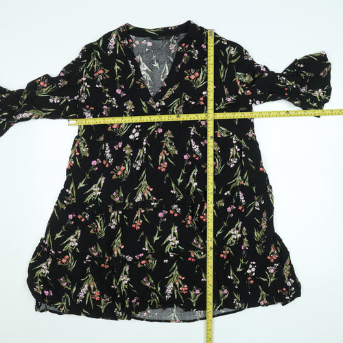 Vero Moda Women’s Black Floral A-Line Knee Length Dress L