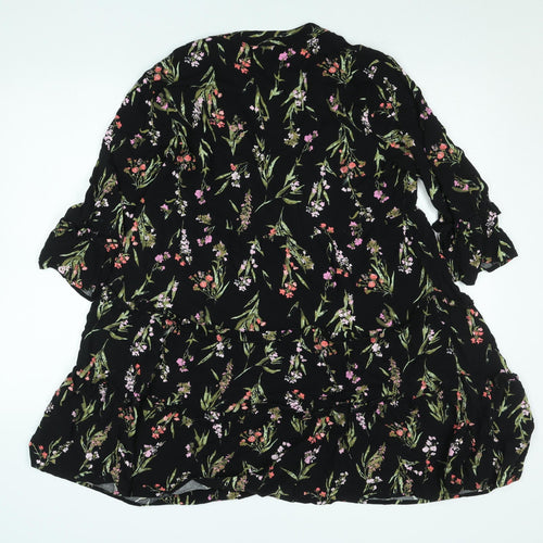 Vero Moda Women’s Black Floral A-Line Knee Length Dress L