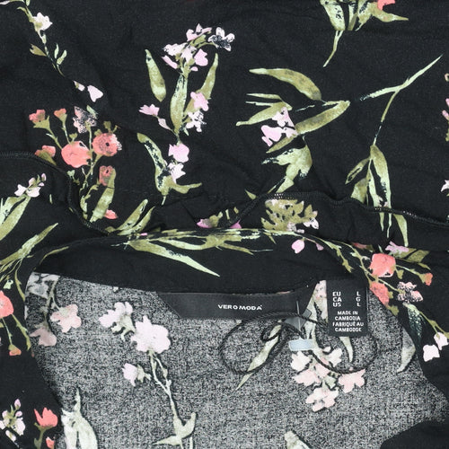 Vero Moda Women’s Black Floral A-Line Knee Length Dress L