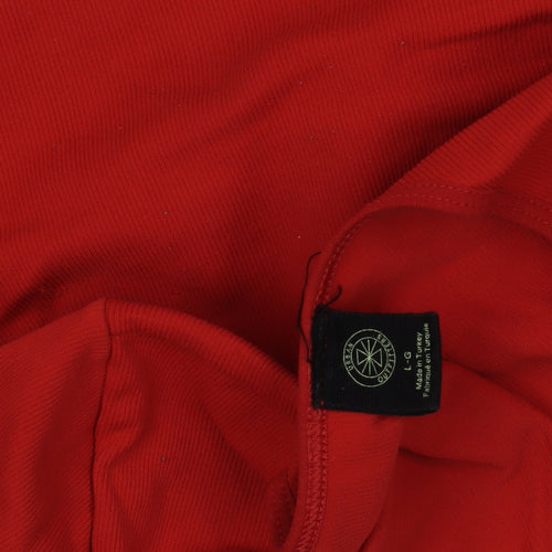 Urban Outfitters Women's Red Cropped Long Sleeve V-Neck Top L