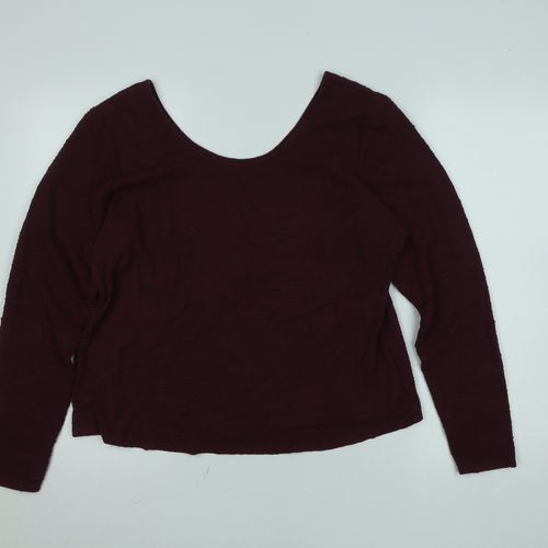 Gallery Women's Burgundy Long Sleeve Stretch Jersey Top XL
