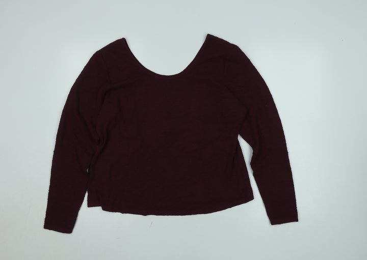Gallery Women's Burgundy Long Sleeve Stretch Jersey Top XL