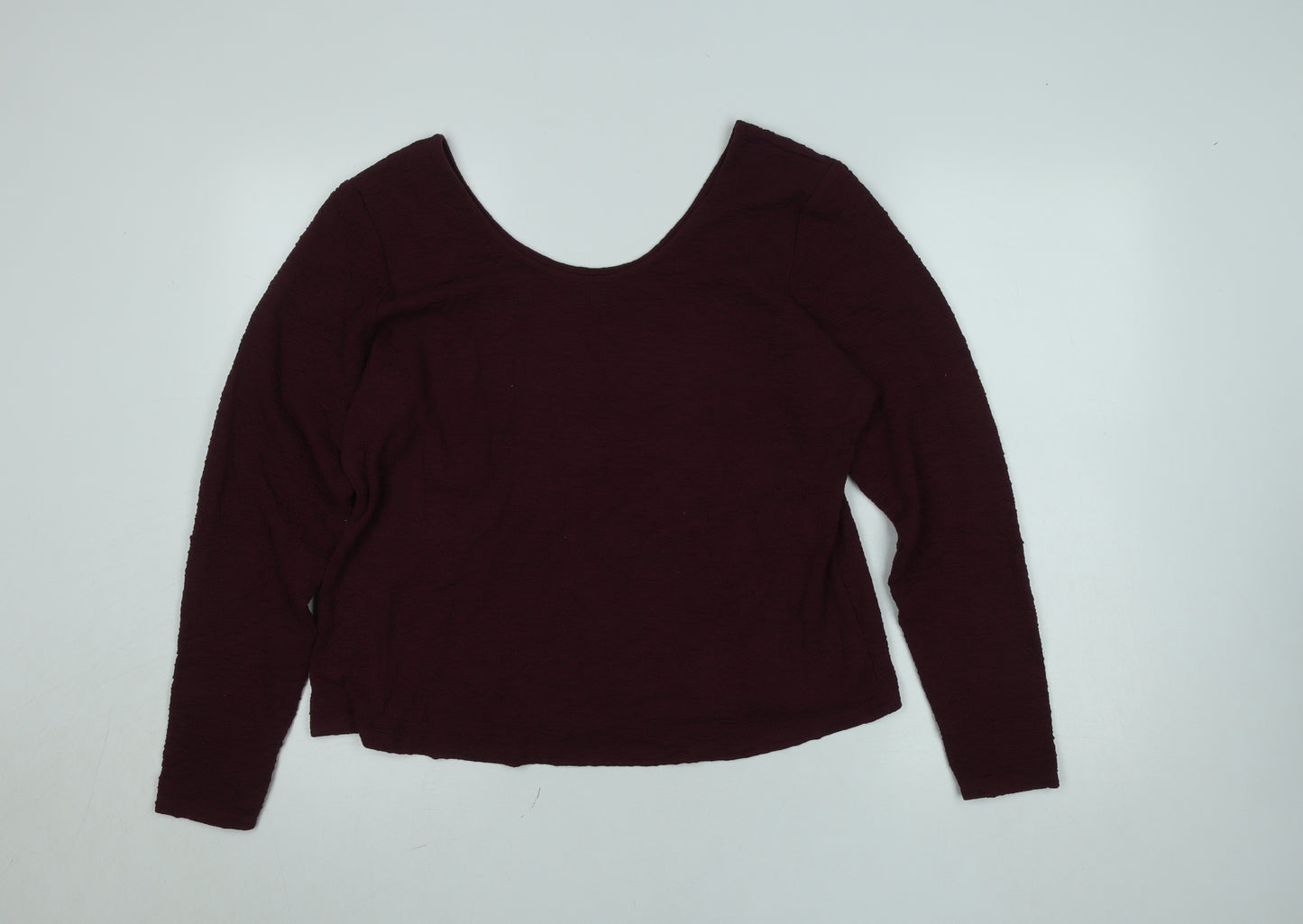 Gallery Women's Burgundy Long Sleeve Stretch Jersey Top XL